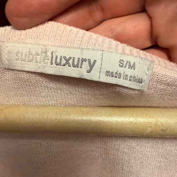 4 for $20 SALE- Subtle Luxury Light Pink "Grace" Cotton Blend Sweater-Sz S/M - Picture 4 of 8